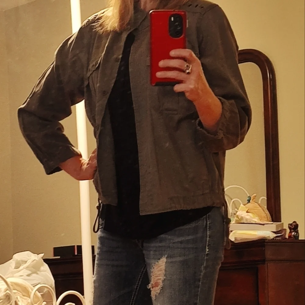 Democracy Olive Green Soft Denim Jacket - Picture 3 of 3